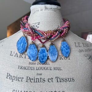 💎Vintage Anthro Brilliant Blue Pendant Necklace